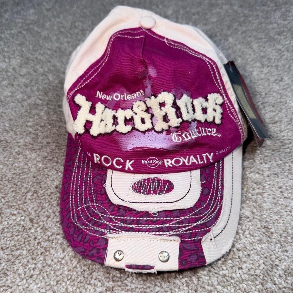 Vintage Hard Rock Couture New Orleans Rock Royalty Hat Leopard Distressed
